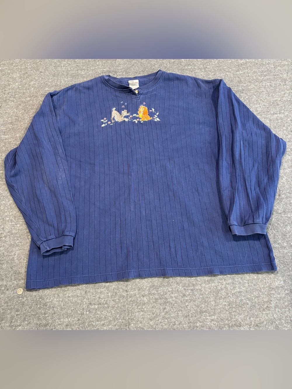 Vtg Disney Lady and the Tramp blue long sleeve shirt sz 2XL